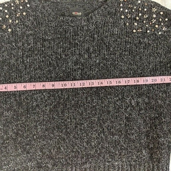 Clockhouse Sweater Women Medium Stars Jeweled Studs Dark Gray We Love Knit Shirt - Picture 8 of 8